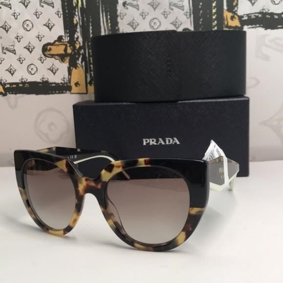 New Authentic Prada Cat Eye Sunglasses PR 14WS – Tortoise & Powder Frame - Picture 6 of 13